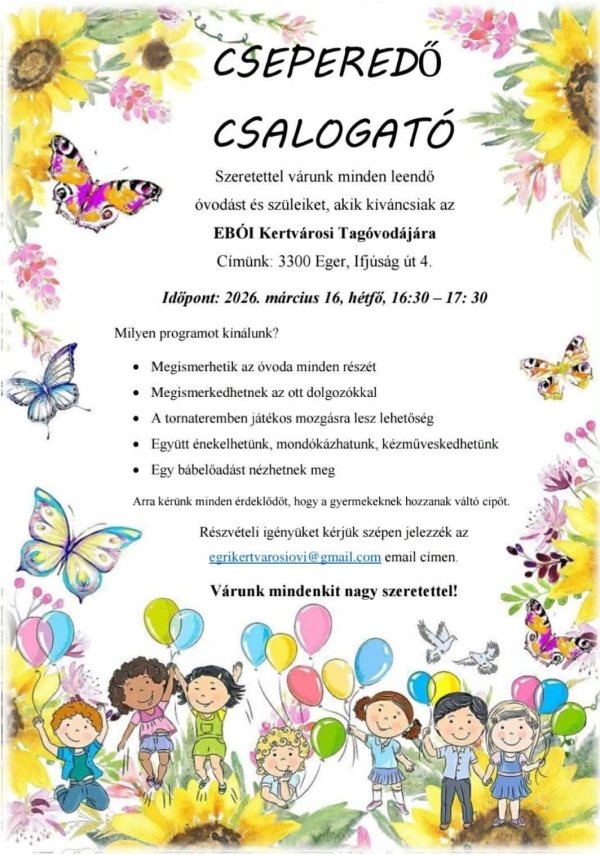 Cseperedő Csalogató 2026. március 16. hétfő, 16:30-17:30