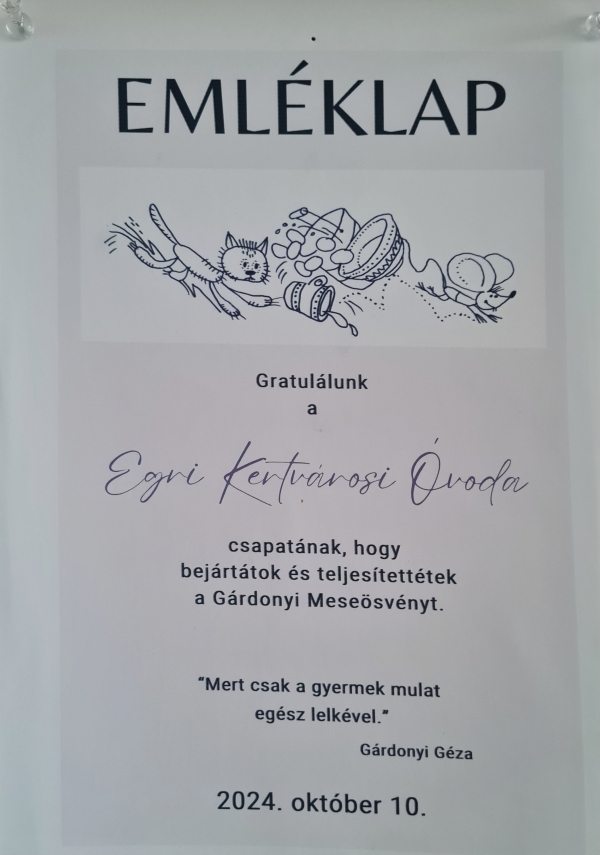 Gárdonyi Meseösvény teljesítése